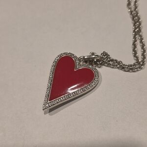 Brighton DAZZLING HEART necklace RED VALENTINES DAY JEWELRY REVERSIBLE Crystals